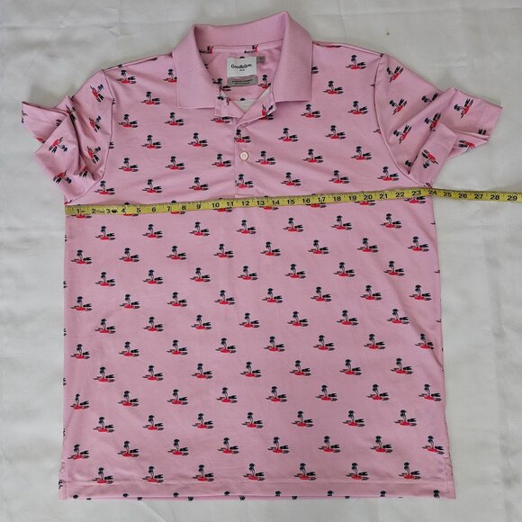 Goodfellow & Co Men's Pink Island Printed Short Sleeve Performance Polo Shirt XL - Picture 10 of 11